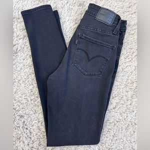 Women's Levi's 721 High Rise Skinny Jeans Black Denim Size 27W/32L